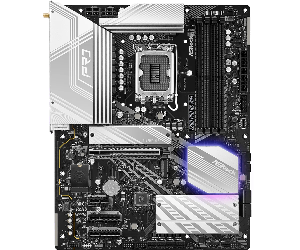 ASRock Z890 Pro RS WiFi - Intel LGA1851 ATX Motherboard, DDR5, WiFi 6E, PCIe 5.0