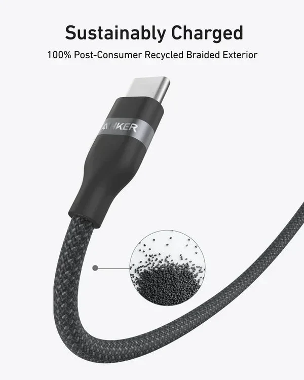 Anker 1.8m/6ft, USB-C USB-C 240W Upcycled-Braided, Fast Charging & Durable
