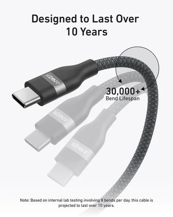 Anker 1.8m/6ft, USB-C USB-C 240W Upcycled-Braided, Fast Charging & Durable