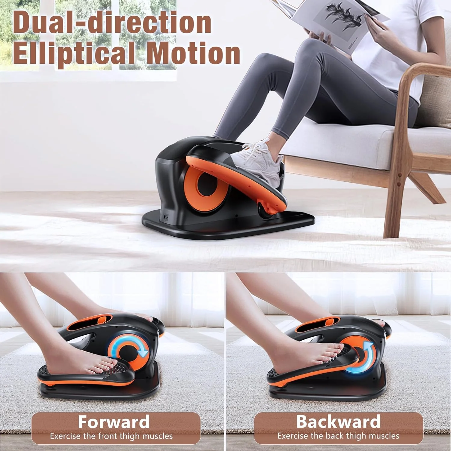 Under Desk Elliptical Exercise Machine, Ellipse Leg Exerciser with Remote
