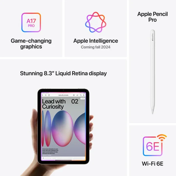 Apple, iPad Mini 7th (A17 Pro), Wi-Fi Tablet, 8 GB RAM, 8.3-Inch