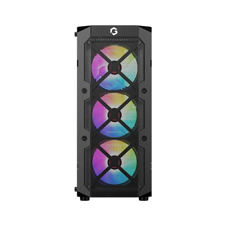 GAMEON TRIDENT III-M POWERFORGE Series Mid Tower Gaming Case with 750Watt Power Supply Pre-Installed - Black (4 ARGB Fans Included)