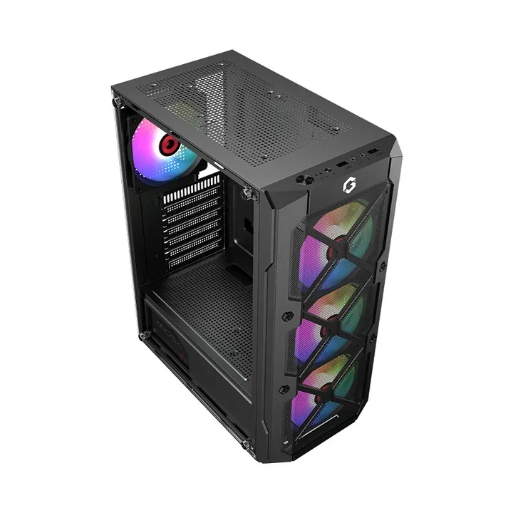 GAMEON TRIDENT III-M POWERFORGE Series Mid Tower Gaming Case with 750Watt Power Supply Pre-Installed - Black (4 ARGB Fans Included)