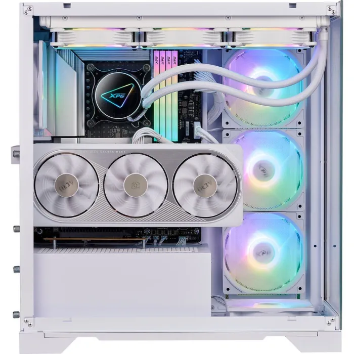 XPG INVADER X - Tempered Glass Panels ATX Mid Tower with 5 ARGB Fans Vertical graphics card - Support Top 360 cooler