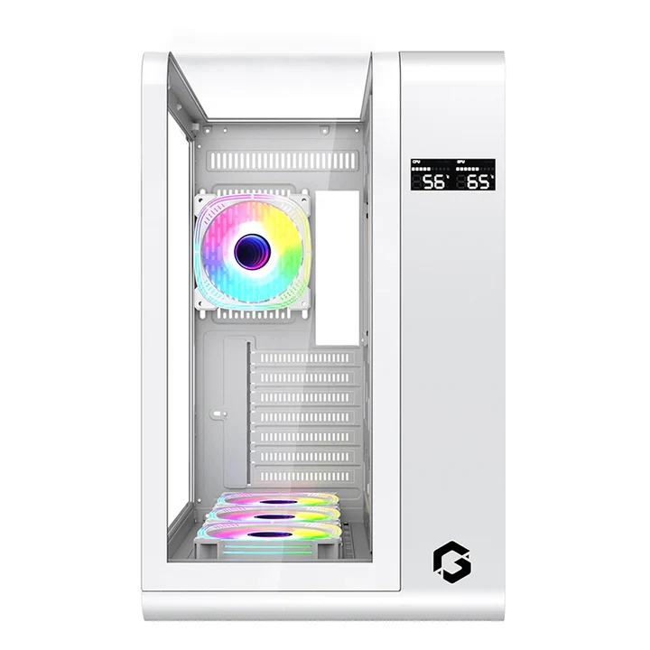 GAMEON Infinity Midnight Series ARGB Mid Tower Gaming Case - White (4 ARGB Fans Included)