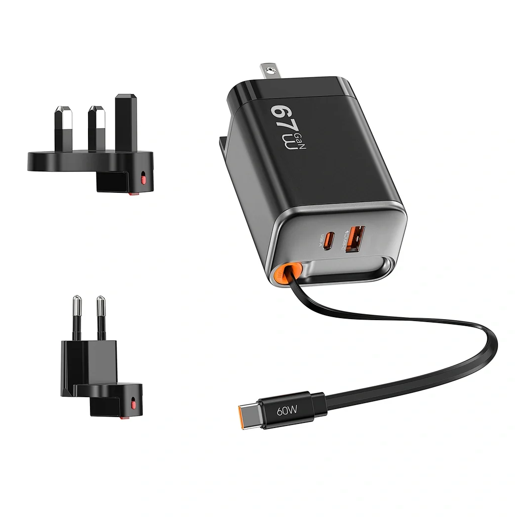 WiWU Helix Pro Wi-G027 67W GaN Fast Charger with Built-in USB-C Cable