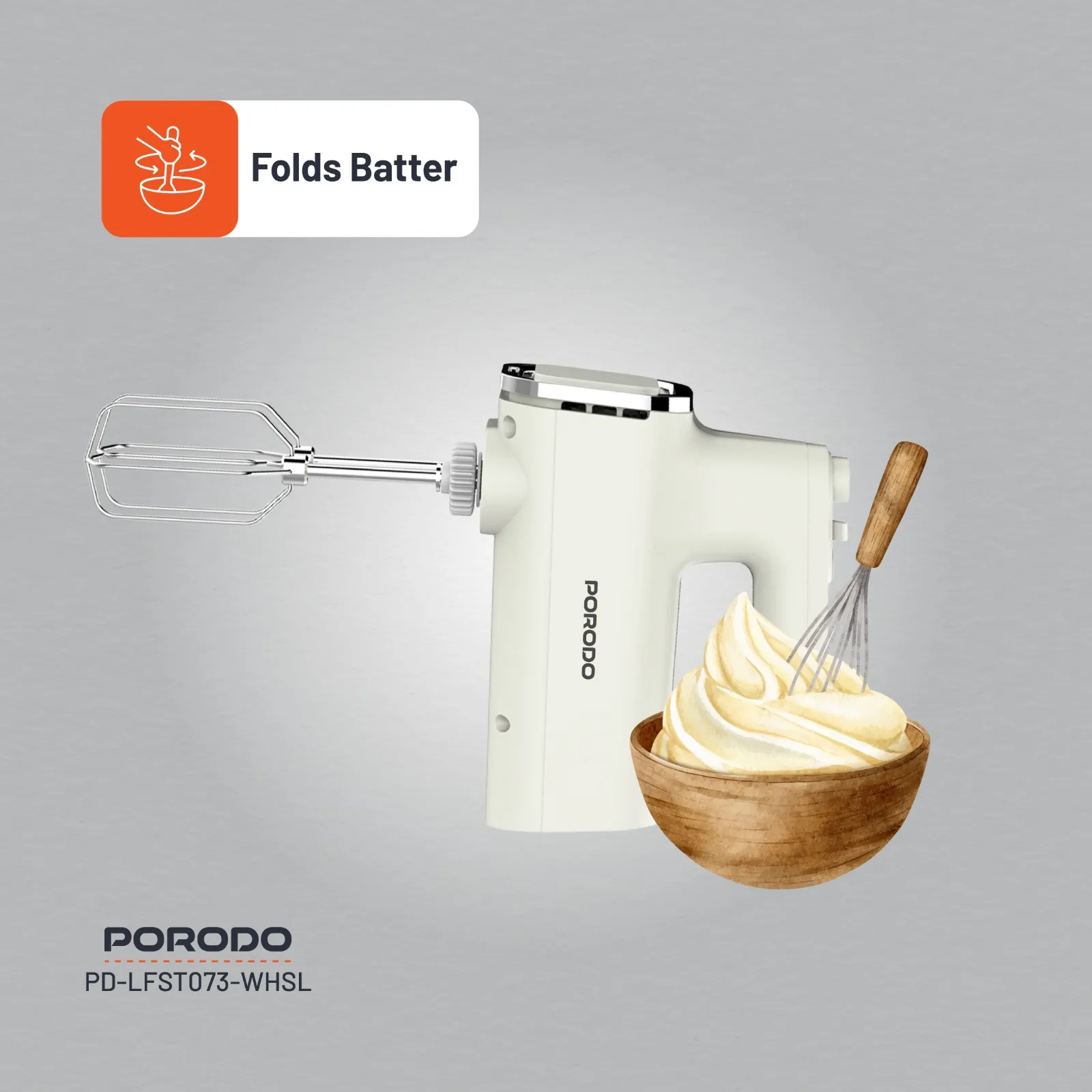 Porodo Lifestyle Spill-Proof Dual Mode Mixer - White/Silver