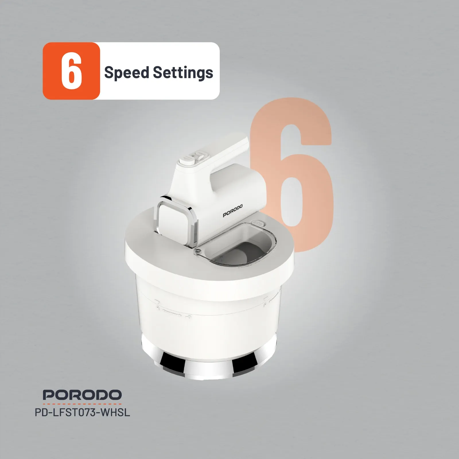 Porodo Lifestyle Spill-Proof Dual Mode Mixer - White/Silver