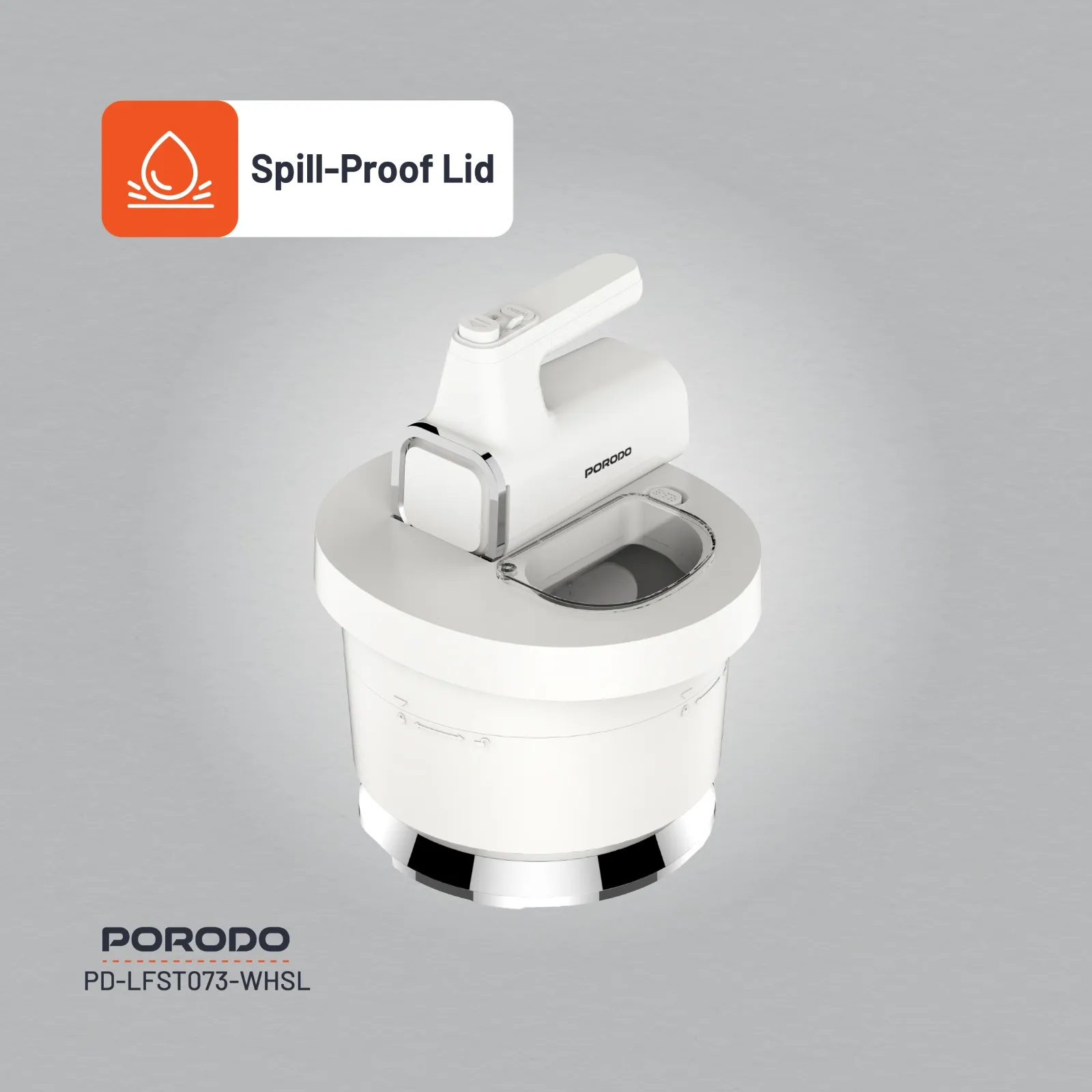 Porodo Lifestyle Spill-Proof Dual Mode Mixer - White/Silver