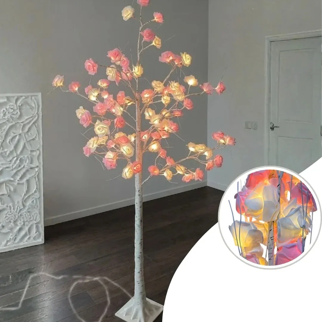 Decorative LED Blossom Flower Tree Lamp with Warm Ambient Lighting & Stable Floor Base - 130 CM