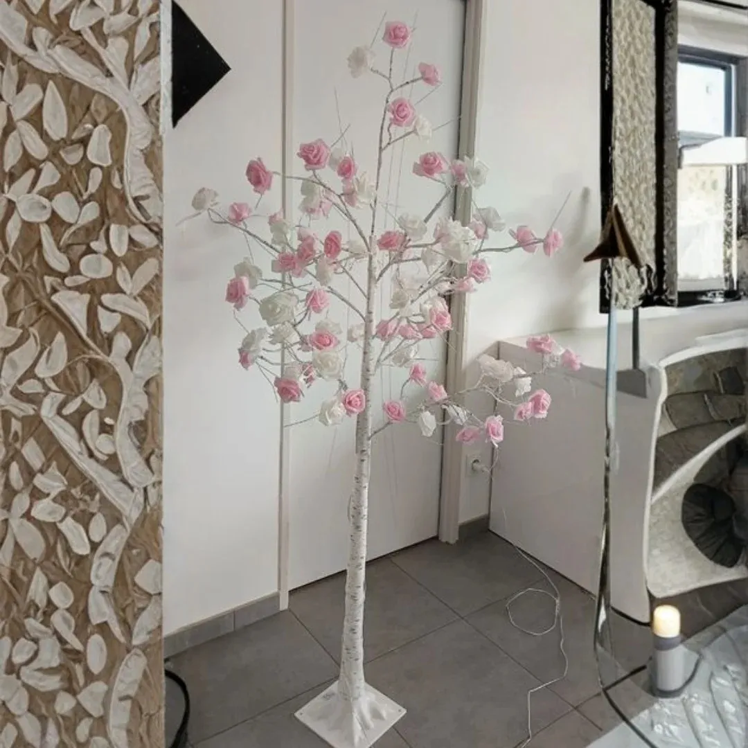 Decorative LED Blossom Flower Tree Lamp with Warm Ambient Lighting & Stable Floor Base - 130 CM