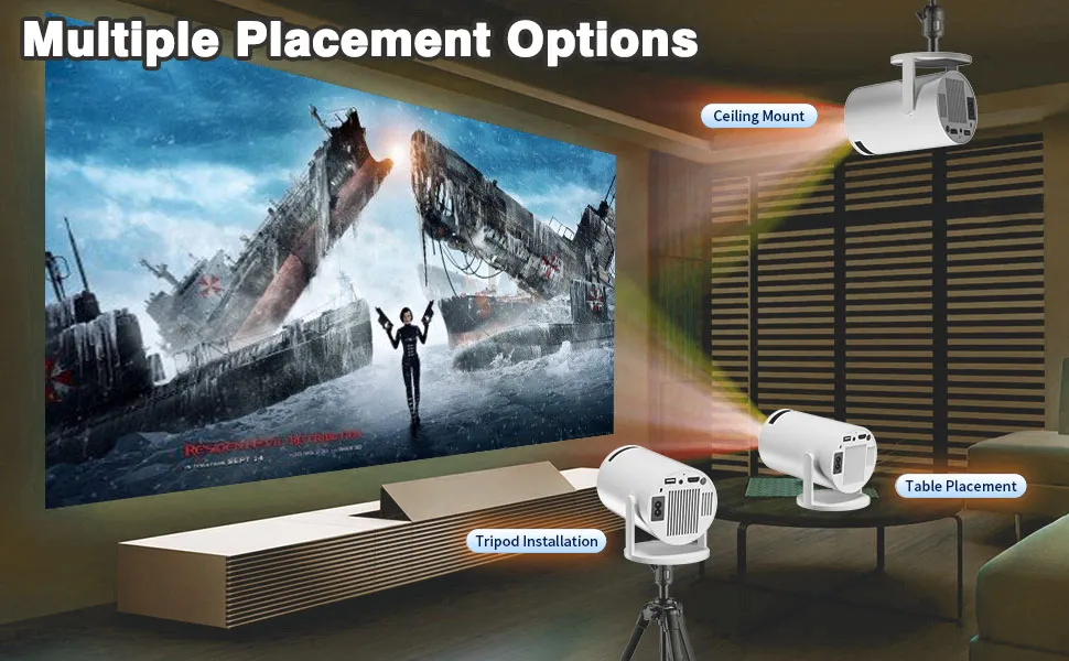 Smart WiFi 6 Gaming Projector with Dual Wireless Controllers, 1080P HD Resolution, 4K Support, Auto Keystone & Android 11 - Portable Home Theater System