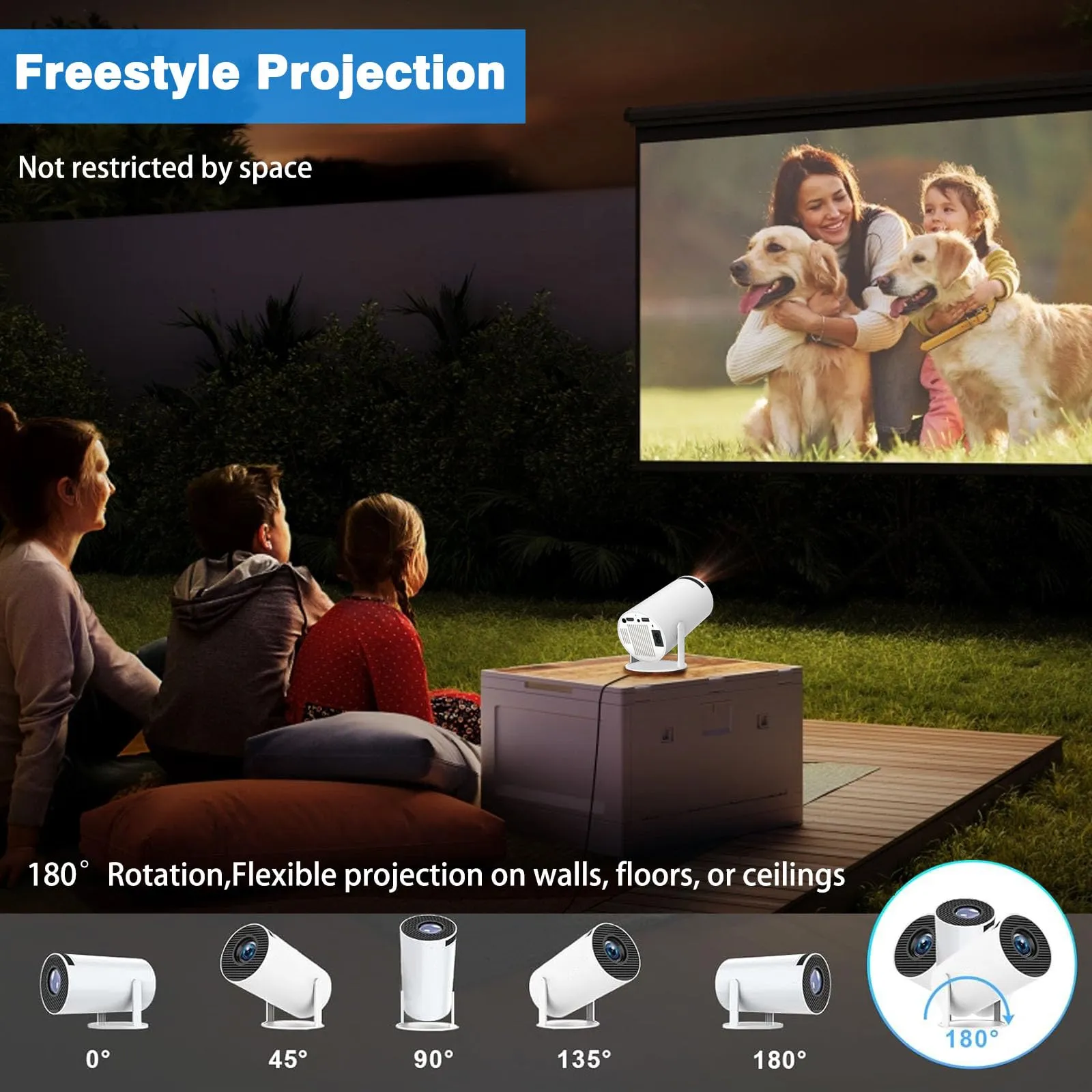 Smart WiFi 6 Gaming Projector with Dual Wireless Controllers, 1080P HD Resolution, 4K Support, Auto Keystone & Android 11 - Portable Home Theater System