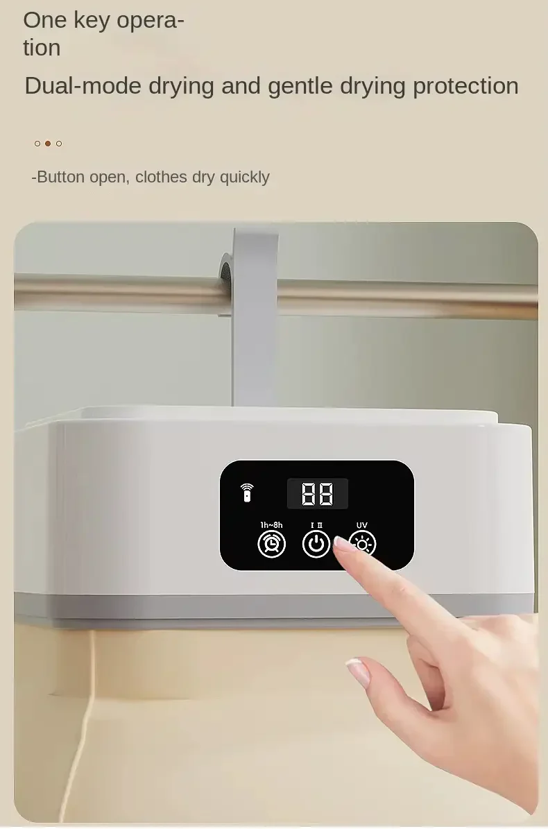 Portable Mini Clothes Dryer with Fast PTC Heating, Foldable Cabinet Design, Touch Control & 360° Hot Air Drying - 600W