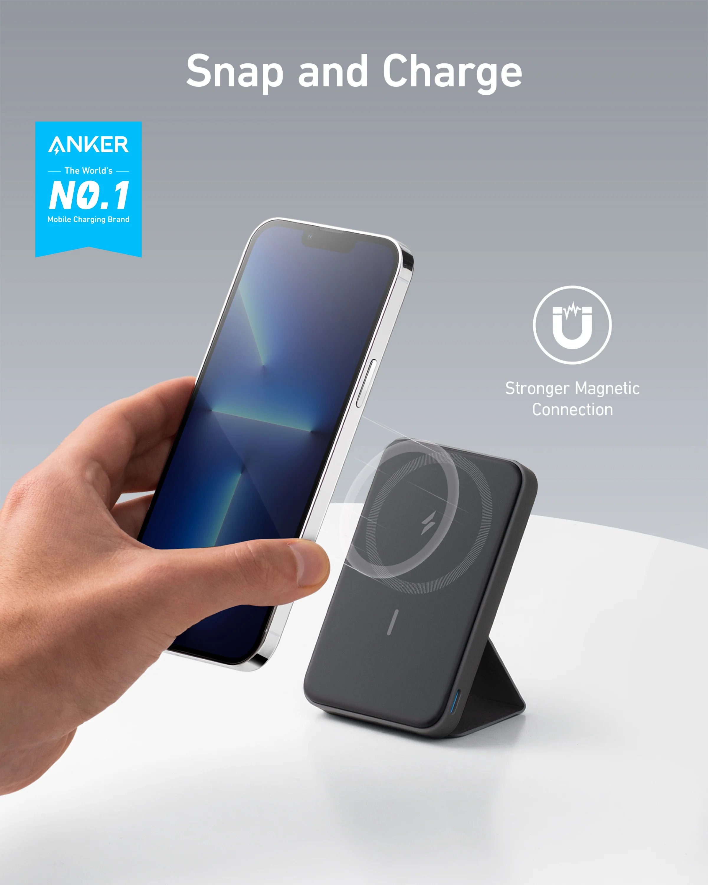 Anker 622, 5000mAh Magnetic Battery (MagGo) with Foldable Kickstand USB-C (include cable in box)