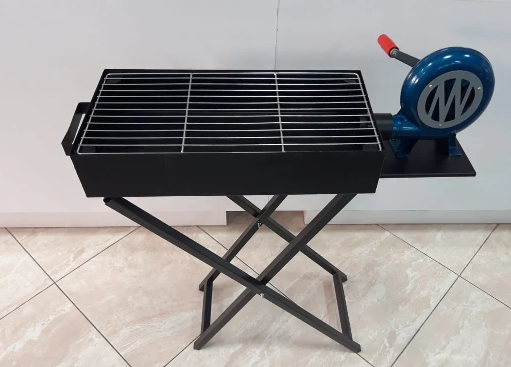 KKF Large Portable & Foldable Charcoal Barbecue Grill with Manual Blower - 90 × 30 cm