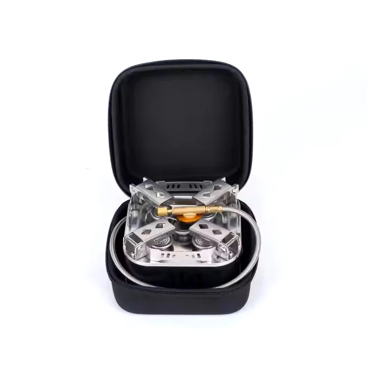 KKF Portable 5-Burner Camping Gas Stove with Windproof, Folding Design & Storage Bag - 11000W