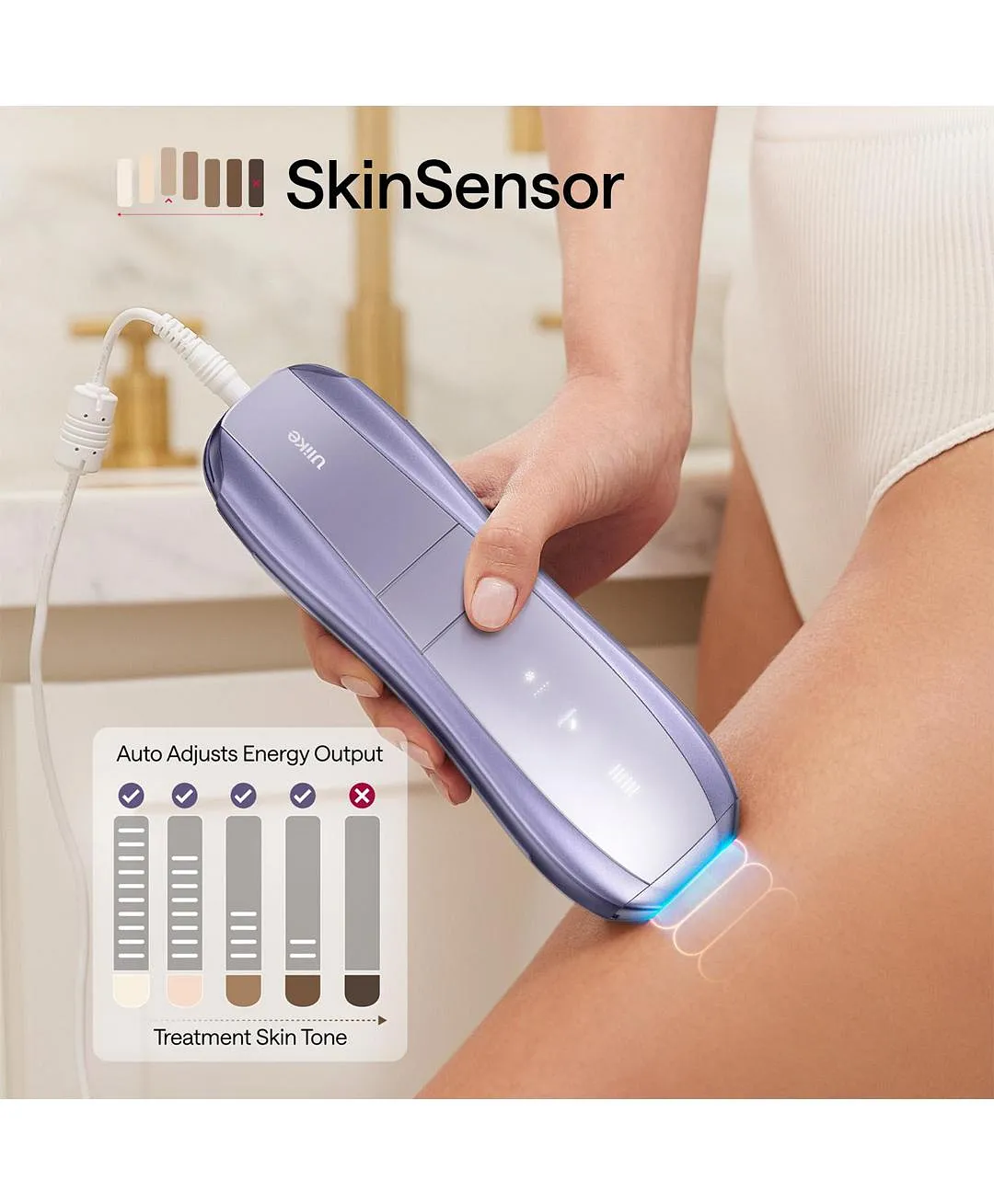 Ulike Laser Hair Removal, Air 10 IPL Hair Removal for Women and Men, 65°F Ice-Cooling Contact, Dual Lights, Skin Sensor & SHR Mode with leather case