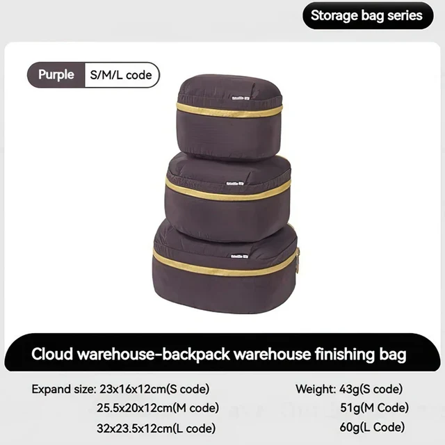 Naturehike CloudPouch Travel Compartment Organizers - Purple (3 pieces)