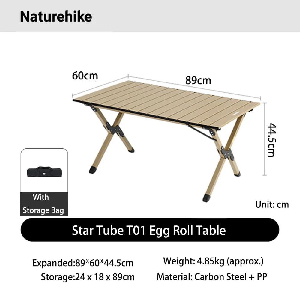 Naturehike Simple Star T01 Egg Roll Table - Khaki M (89*60*44.5)
