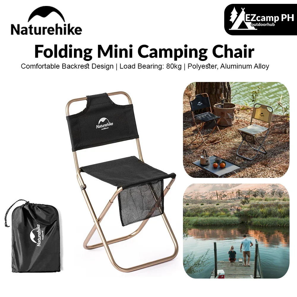Naturehike MZ01 Foldable Stools With Back - Black