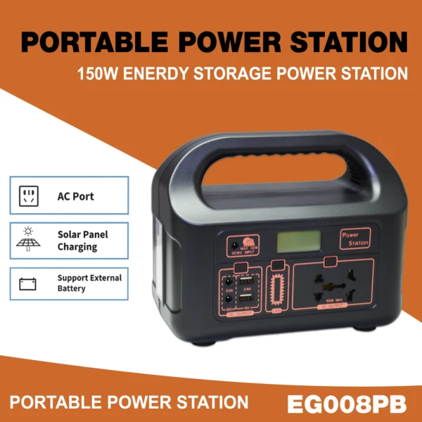 Portable Power Station 150W Black - EG008PB