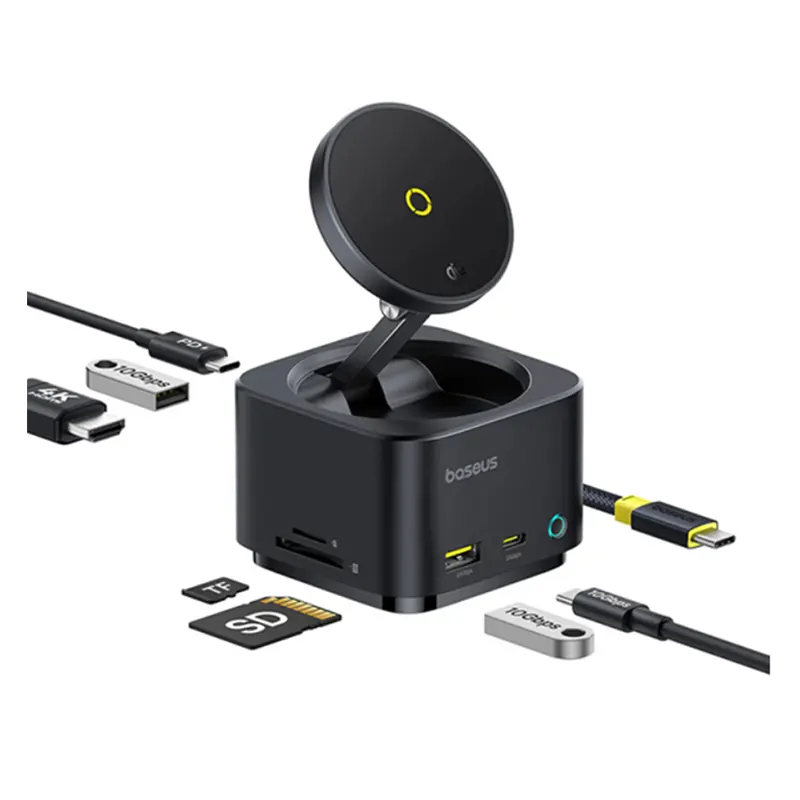 Baseus Mag Pro II 7-in-1 HUB Magnetic Wireless Charging 15W - Black