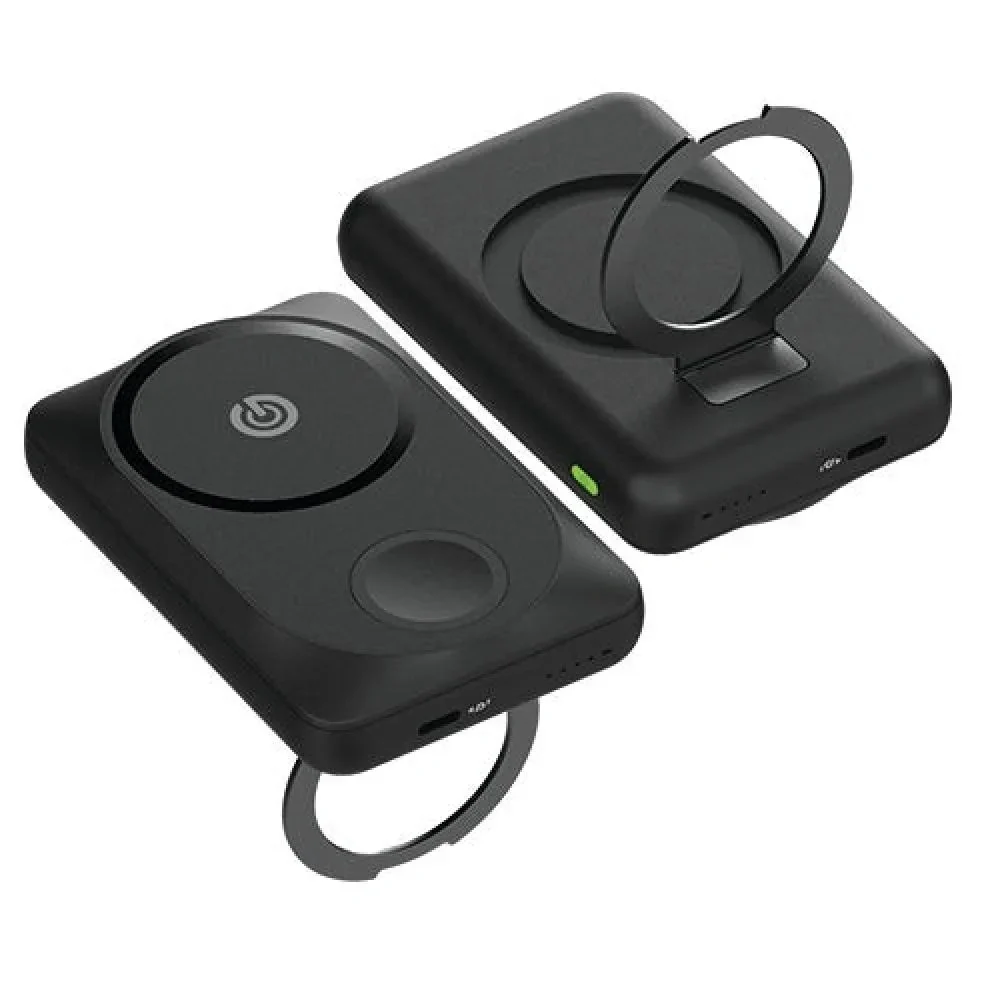 Goui Mag Pro 10000mAh Magnetic Wireless Charging Power Bank With Finger Holder - Black