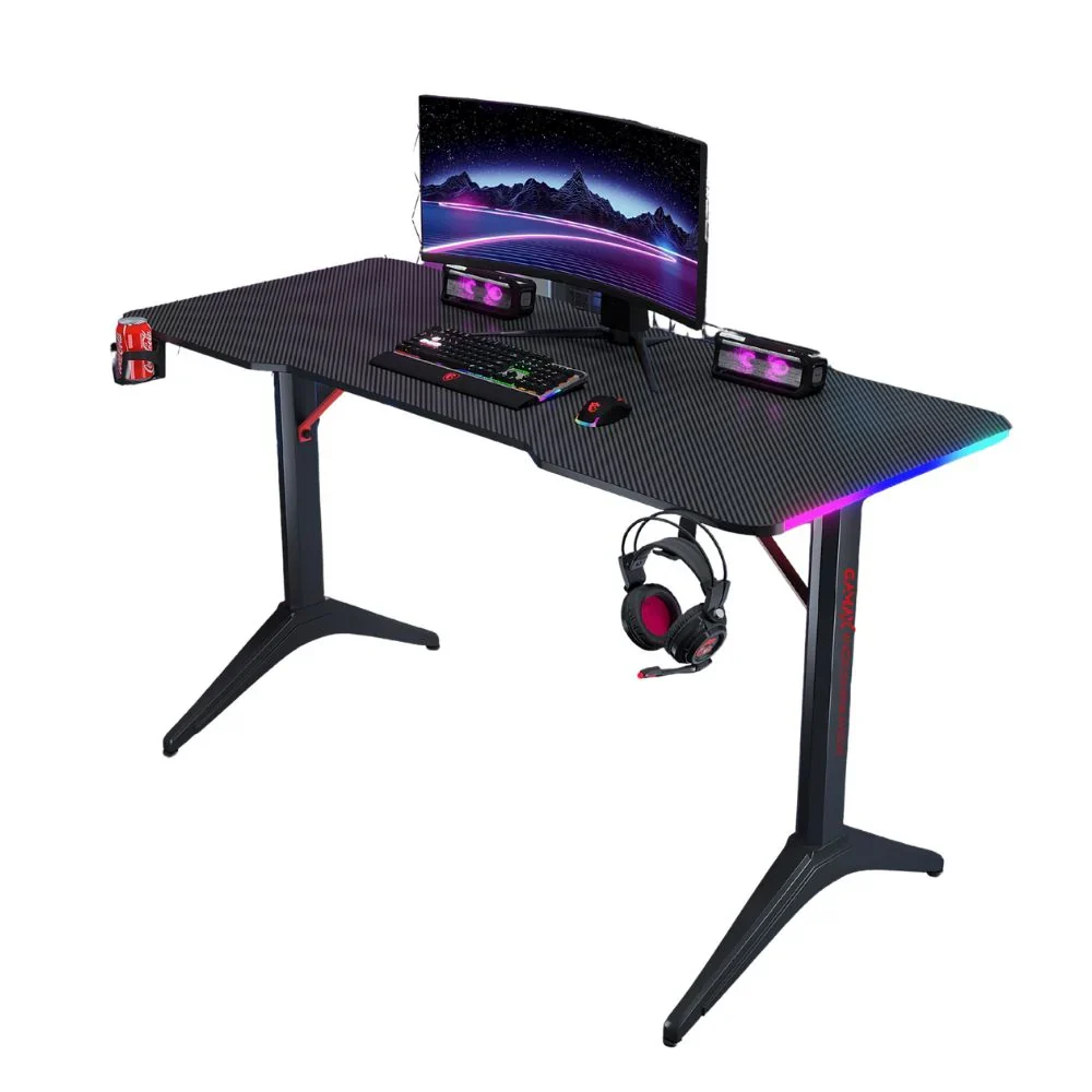 Gamax D2208B RGB Carbon Fiber Gaming Table 120x60x74cm with Mousepad - Black
