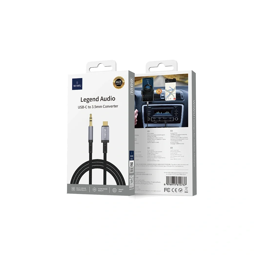 WiWU Legend USB-C to 3.5mm Audio Converter 1.5m – Hi-Fi DAC Lossless Sound Cable