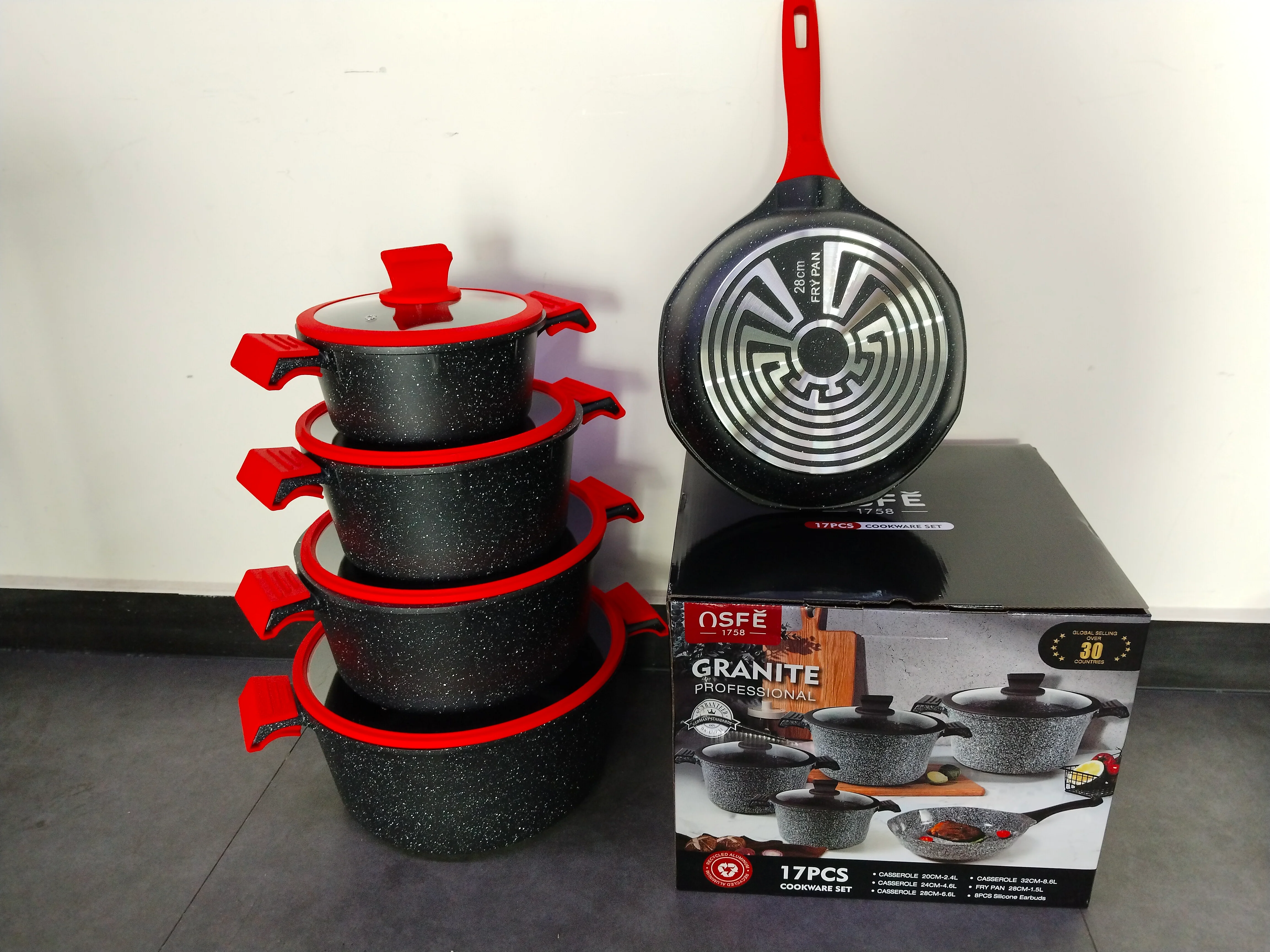 OSFE UMC Marble Cookware Set 17 pcs - Black