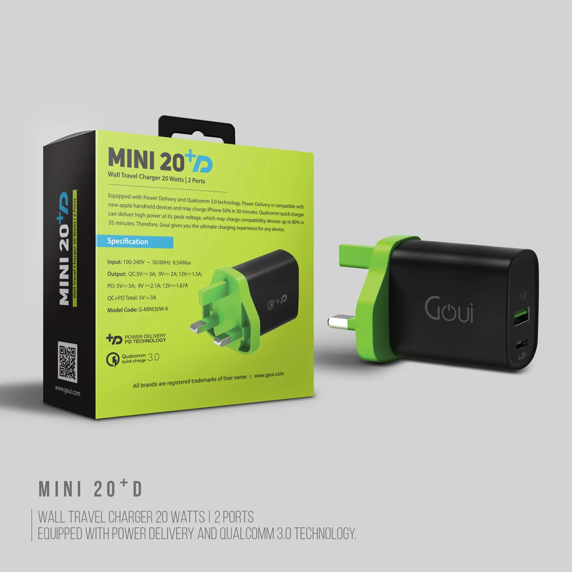 Goui Mini 20 Wall Charger Dual Port - 20W