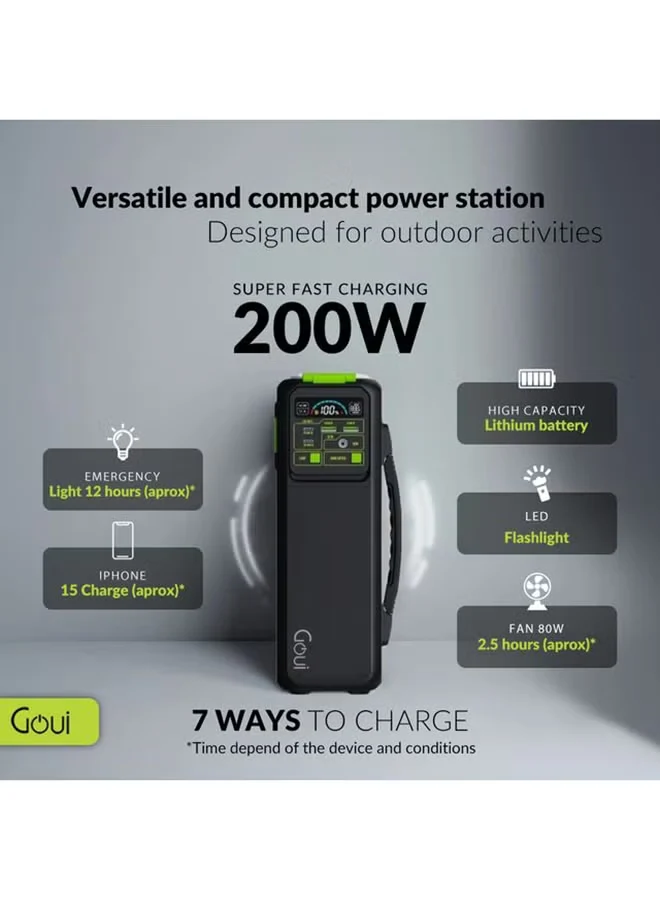 Goui, Beast Power Station 200W, with LED Flashlight – Black