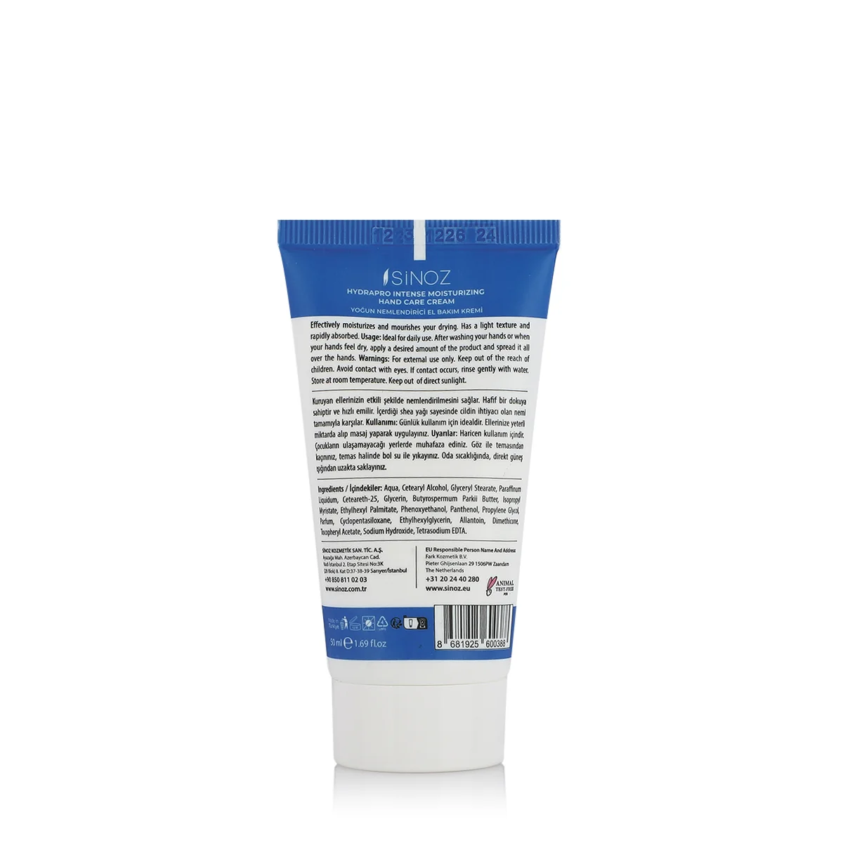 Sinoz, Intensive Moisturizing Hand Cream - 50ml