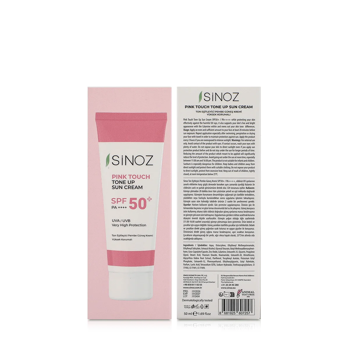 Sinoz, Pink Touch Tone Up Sun Cream SPF 50+ - 50ml