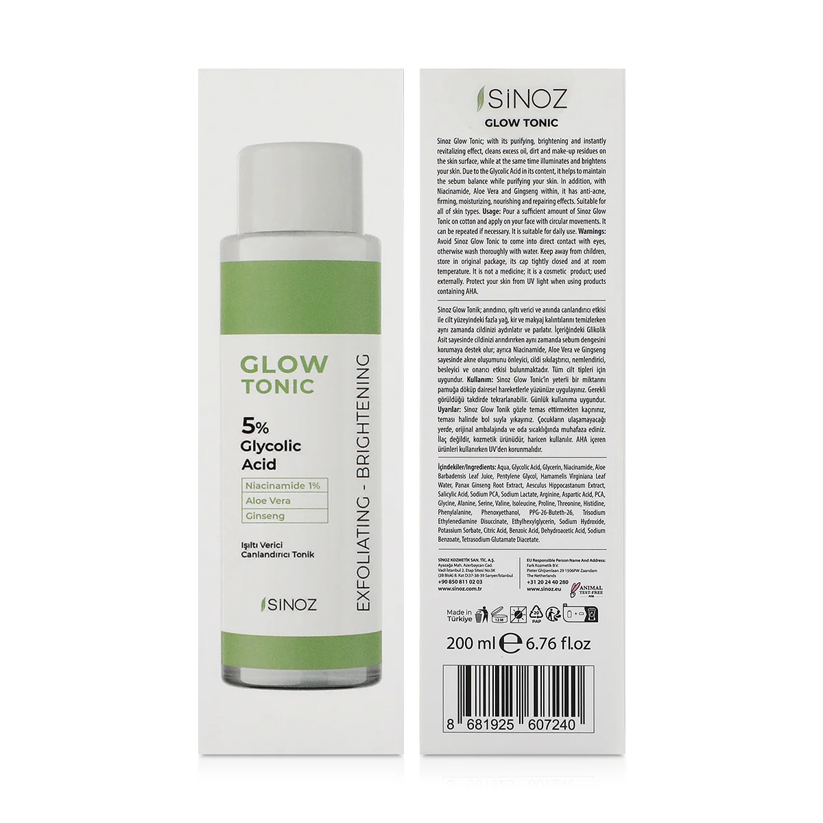 Sinoz, Glow Tonic, 5% Glycolic Acid - 200ml