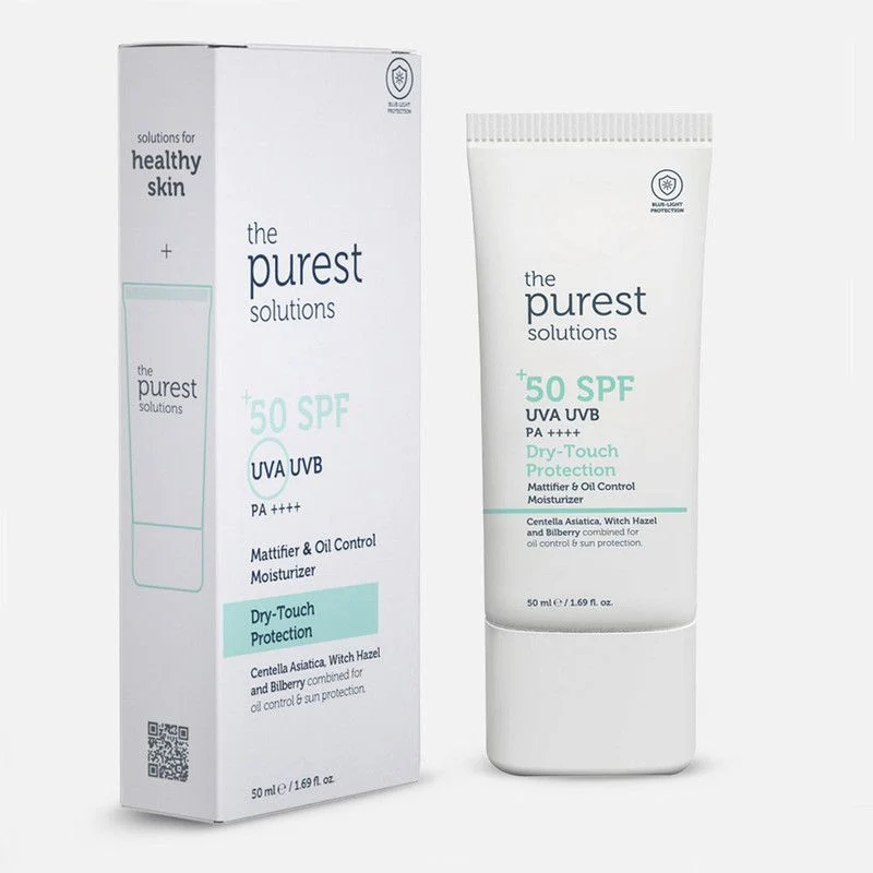 The Purest Solutions, Dry-Touch Protection Mattifier & Oil Control Moisturizer for Oily Skin - 50ml