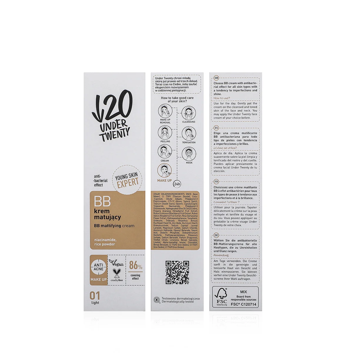 Under Twenty, BB Mattifying Cream 01 Light - 60ml