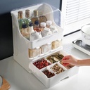 KKF, Multifunctional Kitchen Spice Organizer Rack with Dustproof Lid & Condiment Containers