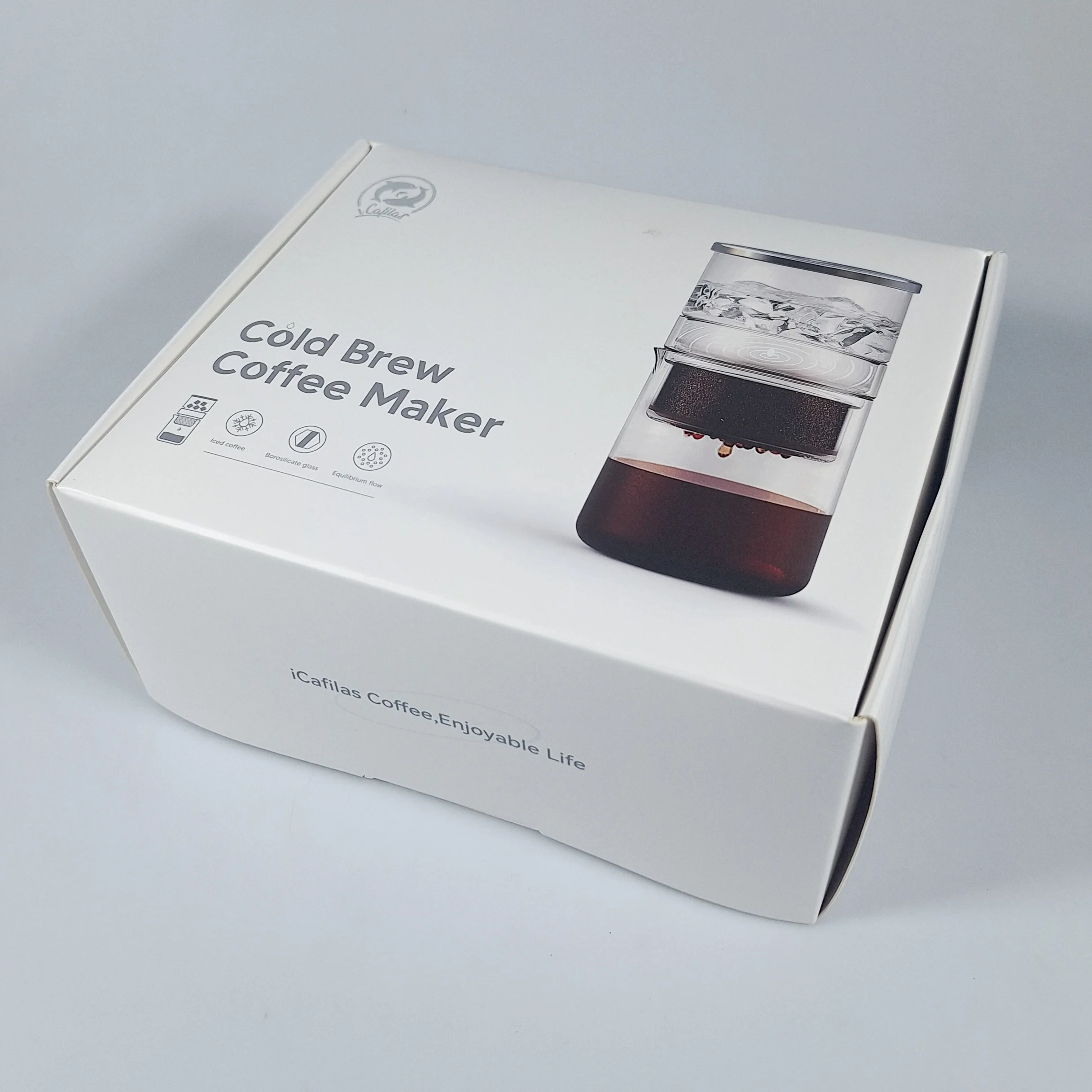 iCafilas Portable Cold Brew Coffee Maker 300ml with Borosilicate Glass Dripper & Stainless Steel Filter