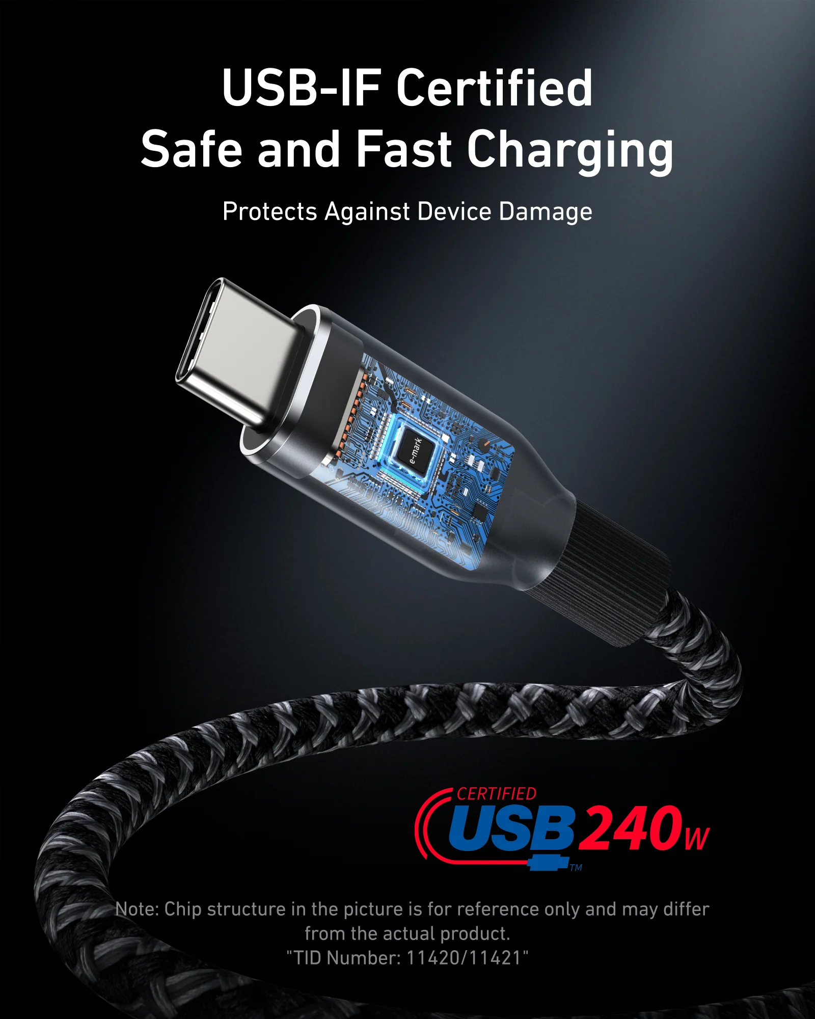 Anker Prime 3ft USB-C to USB-C 240W Upcycled-Braided Fast & Durable