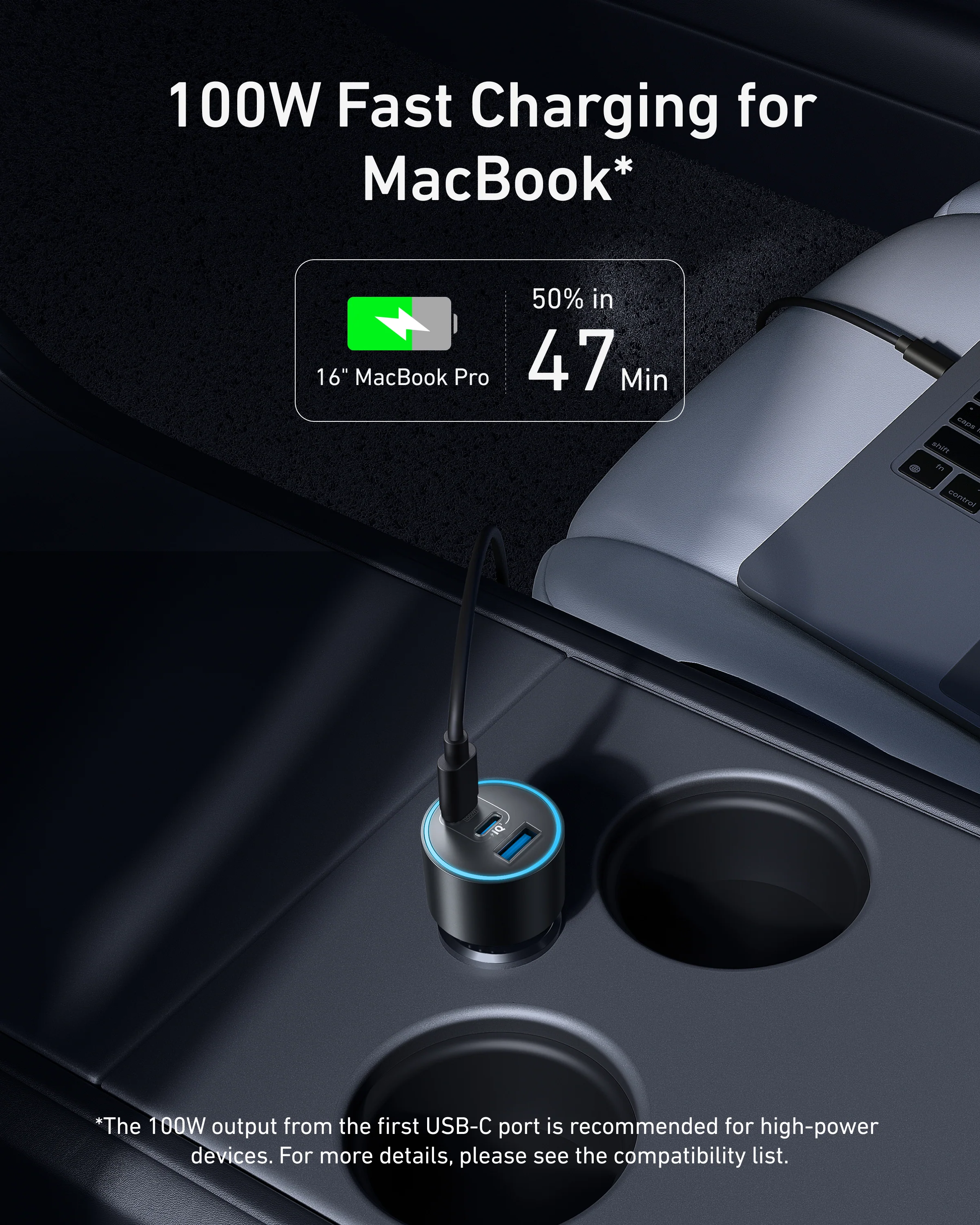Anker Nano, 167.5W Car Charger – 3 Ports
