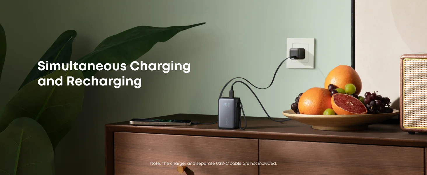 Anker Nano 10000mAh Power Bank – 45W Built‑In Retractable USB‑C Cable