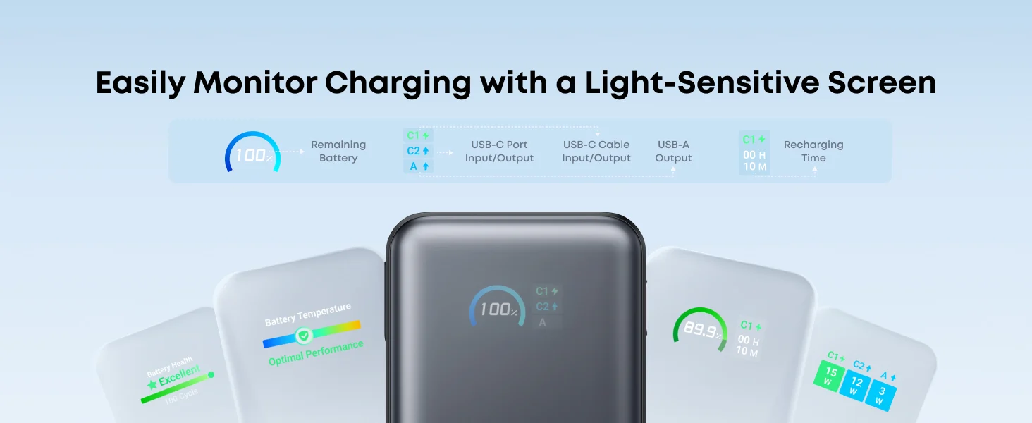 Anker Nano 10000mAh Power Bank – 45W Built‑In Retractable USB‑C Cable