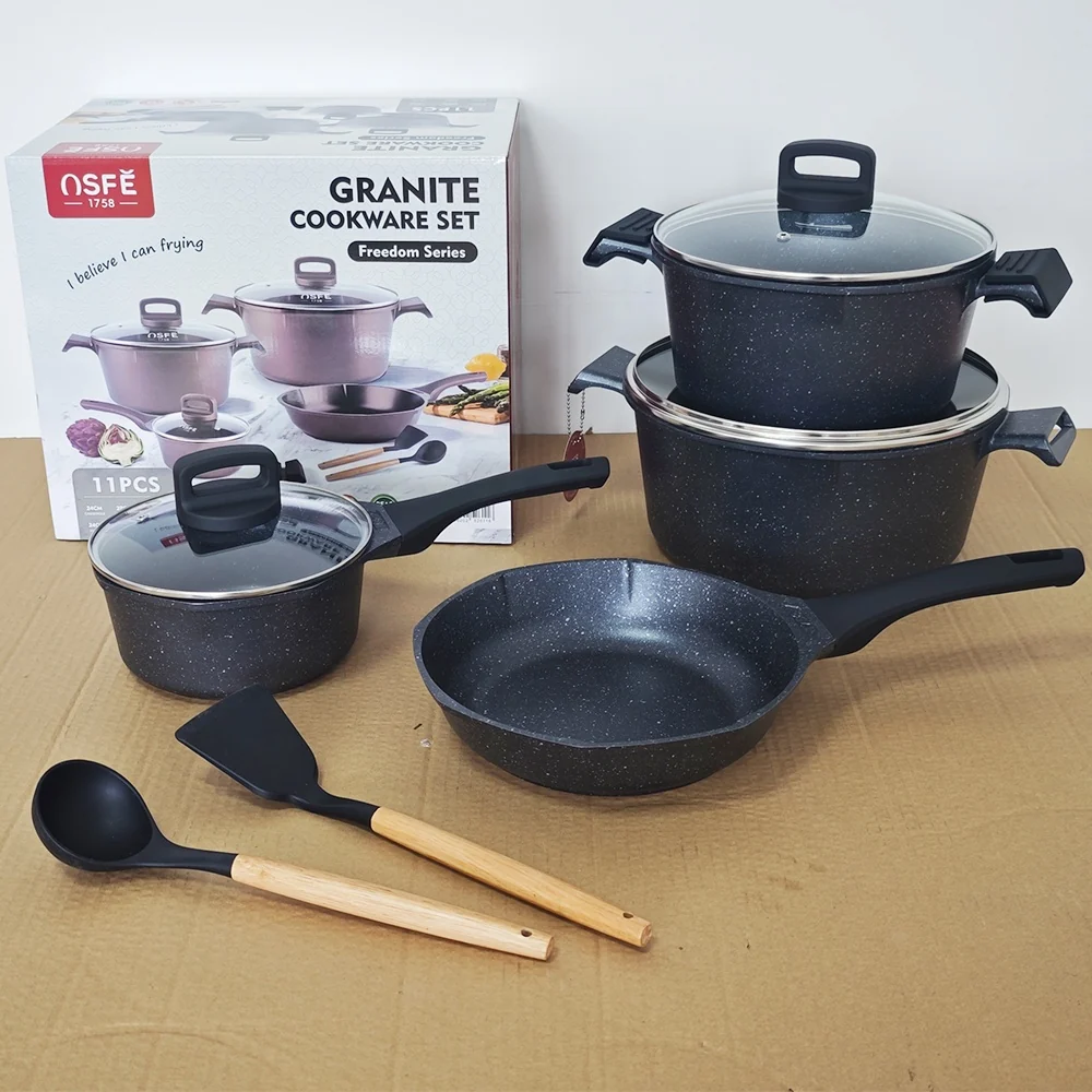 OSFE Granite Cookware Set 11 pcs - Dark Grey