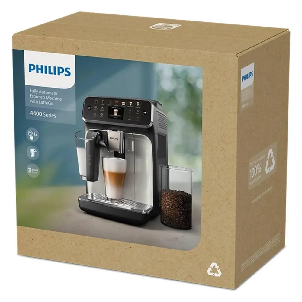 Philips Espresso Coffee Maker EP4446/70 – 1500W, 1.8L, LatteGo, 12 Drinks