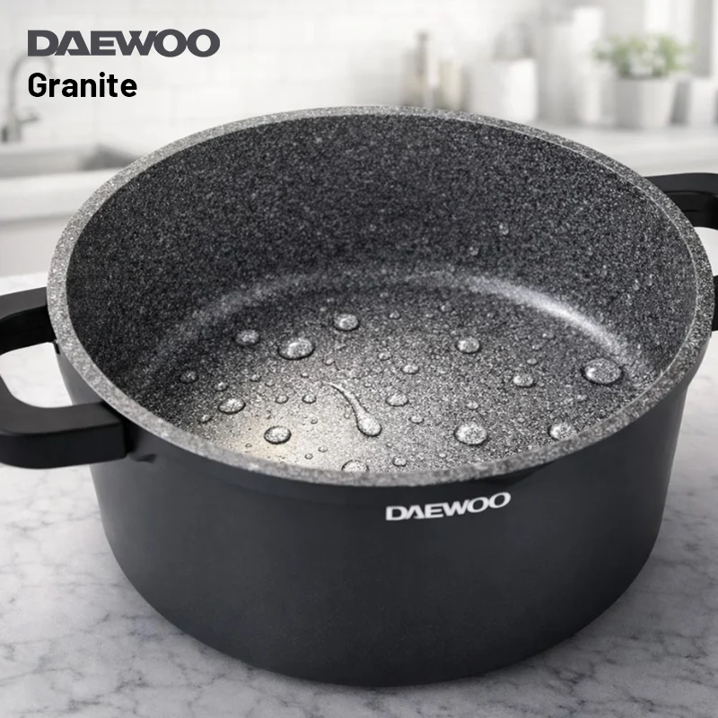 Daewoo 24cm Granite Casserole Pot with Lid - DASAG24 (2-Year Warranty)