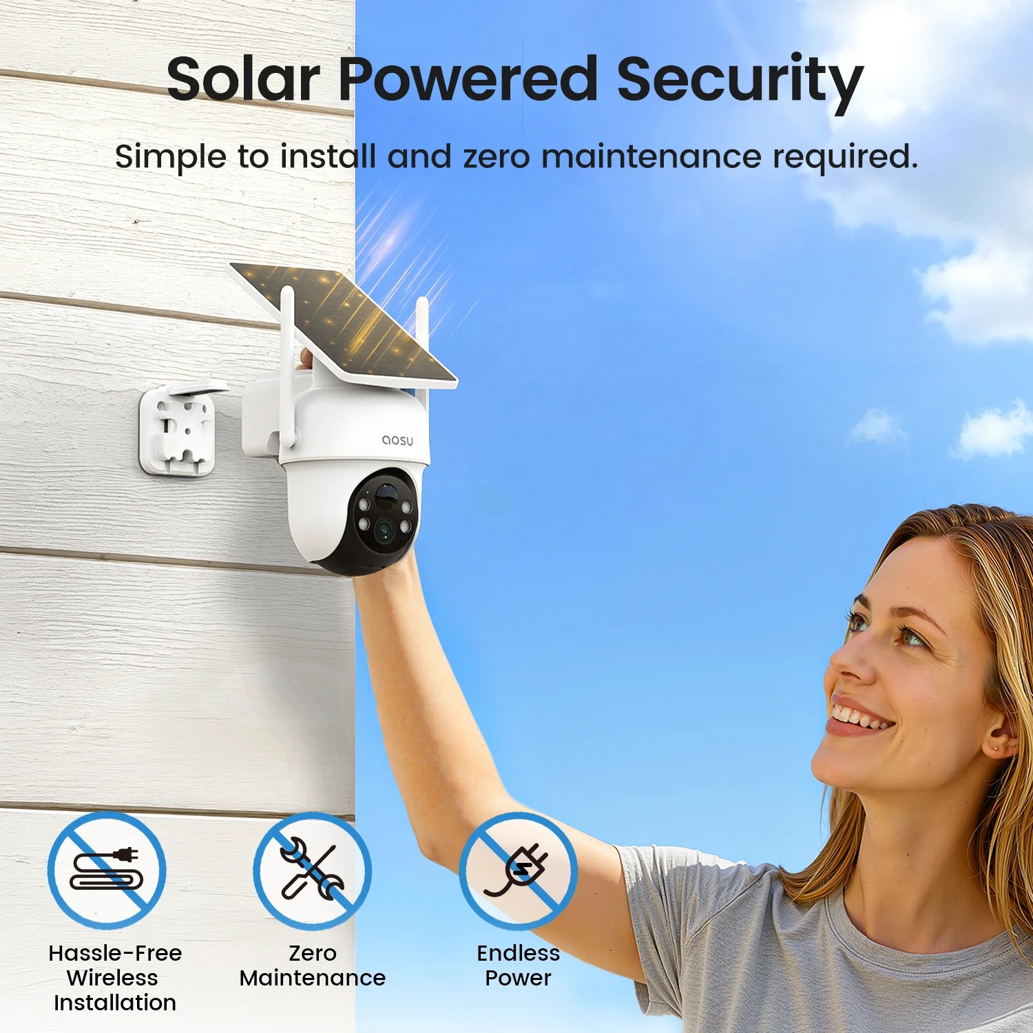 Aosu SolarCam D1 Classic Kit - 4 Solar Security Cameras 3MP