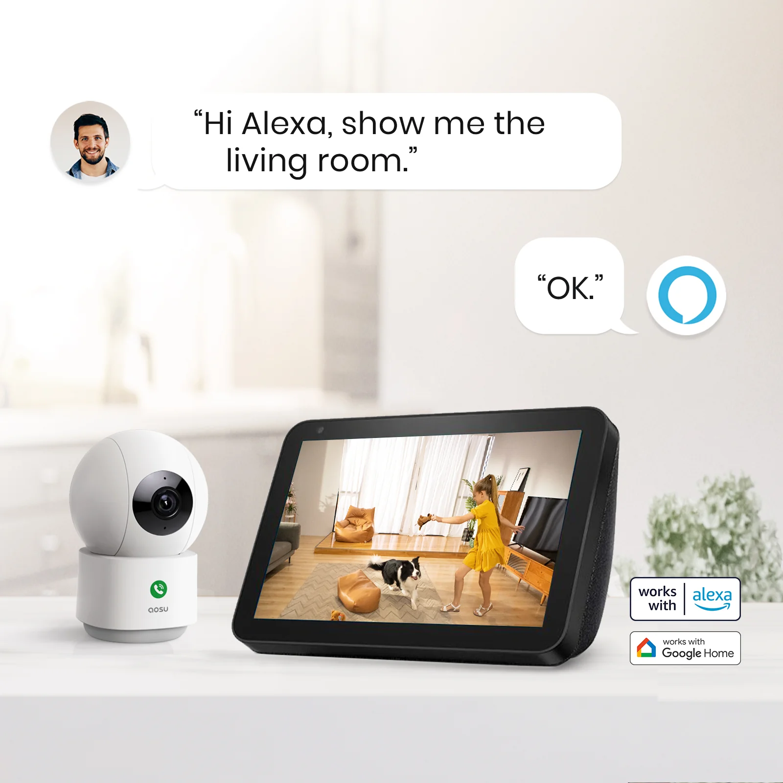 Aosu IndoorCam P1 Pro C2P - 4MP HD AI Dual-Band Wi-Fi Smart Camera