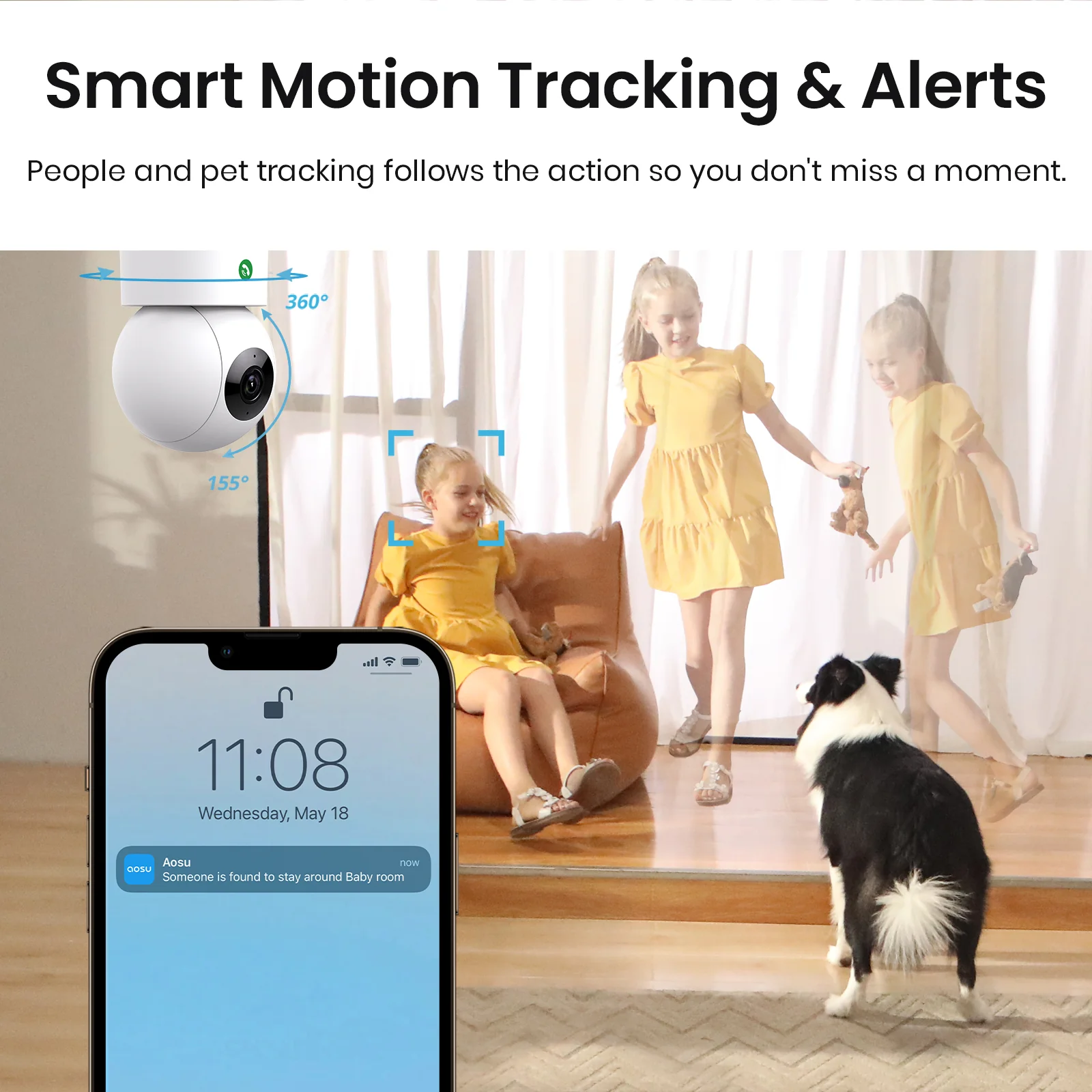Aosu IndoorCam P1 Pro C2P - 4MP HD AI Dual-Band Wi-Fi Smart Camera